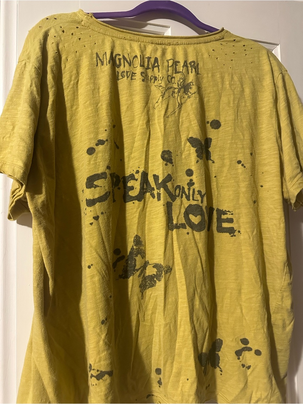 Magnolia Pearl Yellow Tee with Red Floral Graphic Poppy bloom T-Shirt - Picture 2 of 3